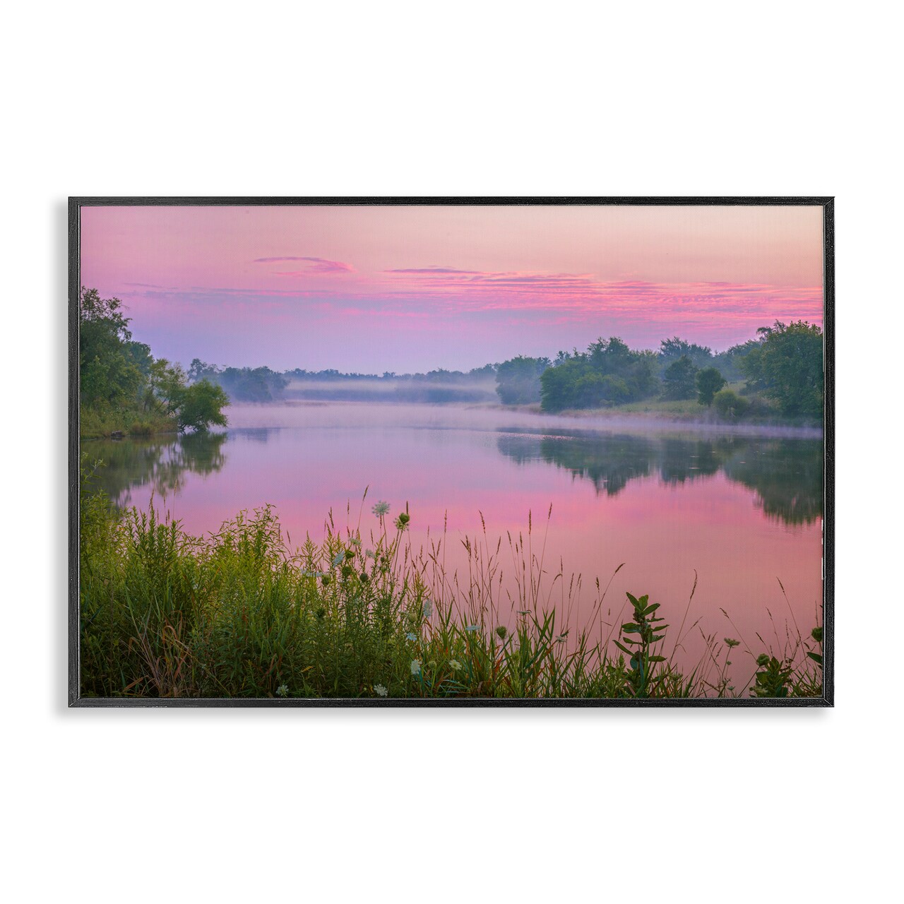 Stupell Industries Pink Dawn Sunrise Lake Framed Giclee Wall Art Design by Marty Hulsebos